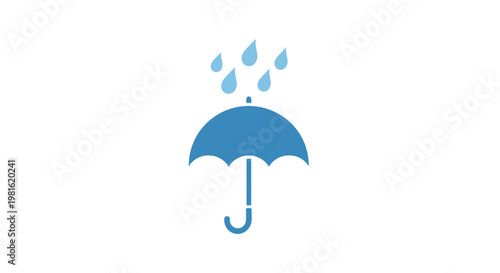 Blue Umbrella with Rain Drops.