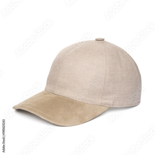Beige Linen Cap with Alcantara Visor Premium Minimal Style