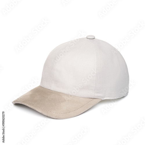 White Linen Baseball Cap with Alcantara Visor