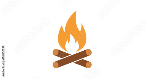 Campfire Burning with Logs.