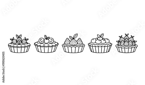 SEO Title
Minimalist fruit pie and tart line icon set bakery dessert outline vector collection isolated on white background