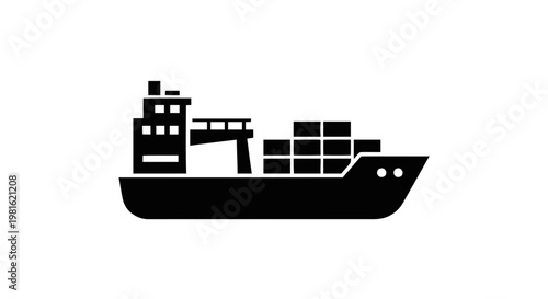 cargo ship isolated on white