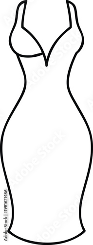 Sleek Form Fitting Pencil Dress with V Neckline for Professional and Evening Wear