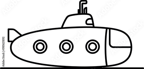 Submarine vector graphic represents underwater exploration and maritime travel in a.