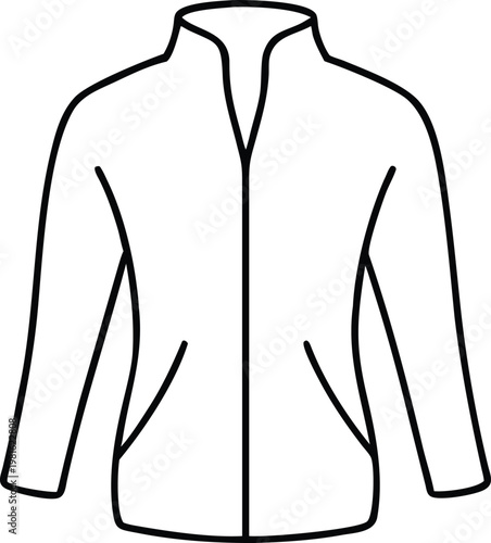 Sleek line art rendition of a sporty outdoor jacket with convenient front pockets