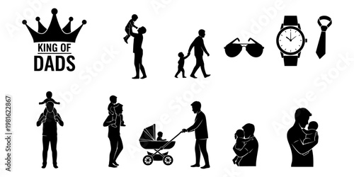 Silhouettes of fathers and children a celebration of parenthood and family bonds