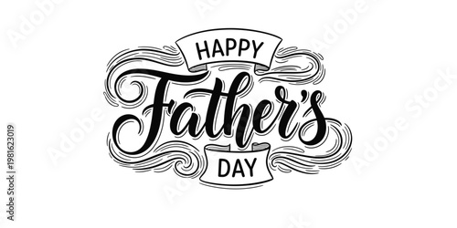 Intricate hand lettered 'happy father's day' calligraphy design