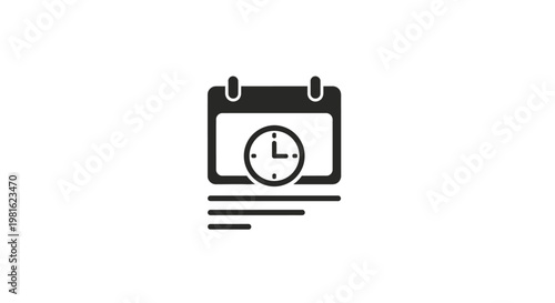 Calendar Icon with Clock.