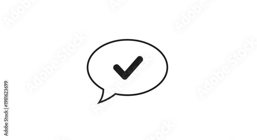 Checkmark in speech bubble icon.