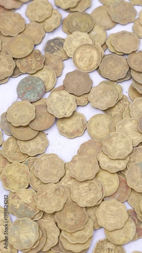 Bronze Indian Vintage Coins Close-Up – Antique Currency Collection Texture