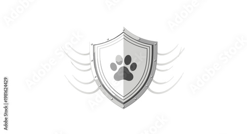 Protective Shield with Paw Print Symbol - Animal Care Concept