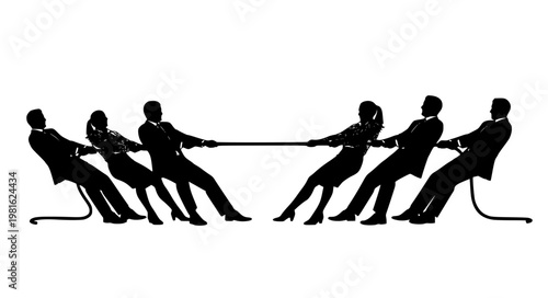 Corporate Tug of War Vector – Business Competition Concept