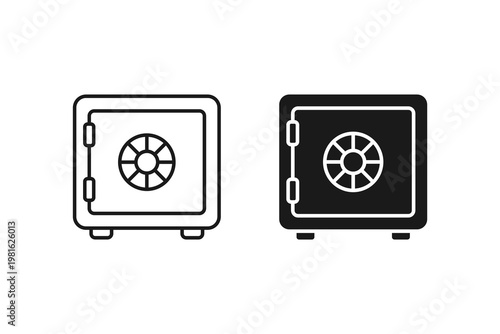 Secure metal safe box for valuables icon