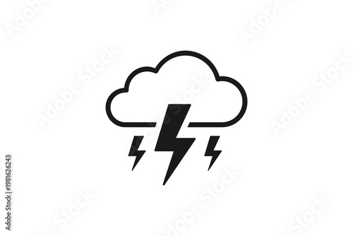 Thunderstorm with lightning and dark cloud icon
