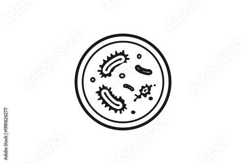 Bacteria and microorganisms in petri dish icon