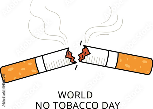 Broken cigarette illustration serves as a powerful symbol to encourage people to quit smoking during world no tobacco day event
