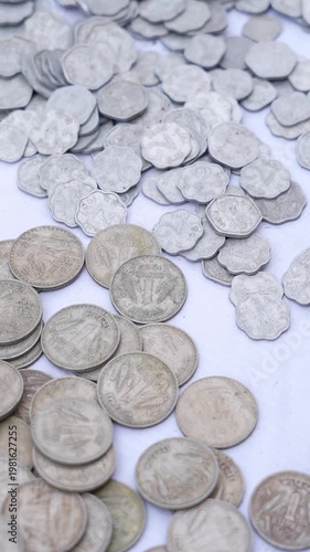 Close-Up of Indian Vintage Coins – Detailed Antique Currency Texture