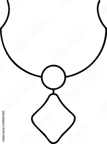 Sleek Modern Necklace Sketch Showcasing a Bold Solitaire Diamond Shaped Pendant