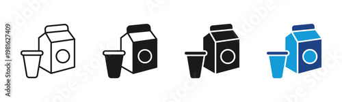 Milk Bag icon set multiple style collection