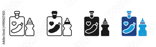 Infant Feeding icon set multiple style collection