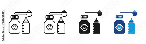 Infant Nutrition icon set multiple style collection