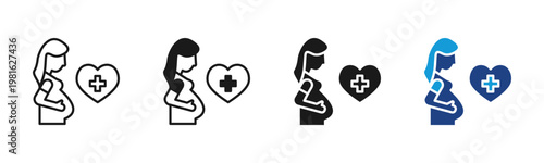 Maternal Care icon set multiple style collection