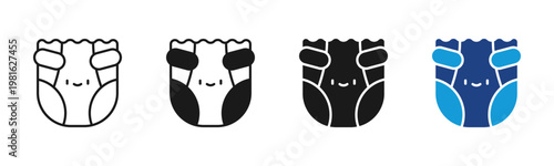 Diaper icon set multiple style collection