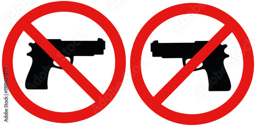 No guns allowed signs with red circle and line gun free zone 1
