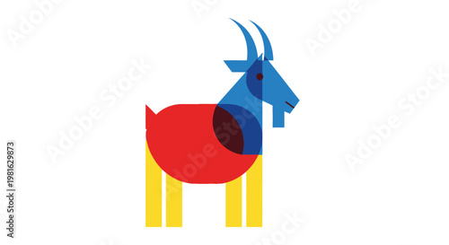 Colorful Goat Graphic Illustration Design.