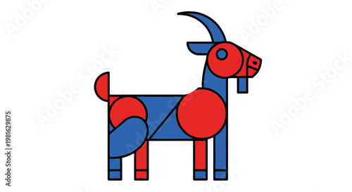 Colorful Goat Graphic Illustration Side View.