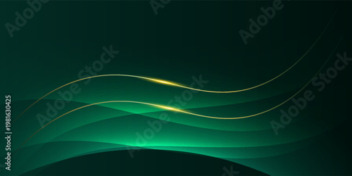 green abstract background design with elegant golden elements vector illustration