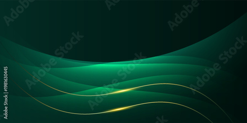 green abstract background design with elegant golden elements vector illustration