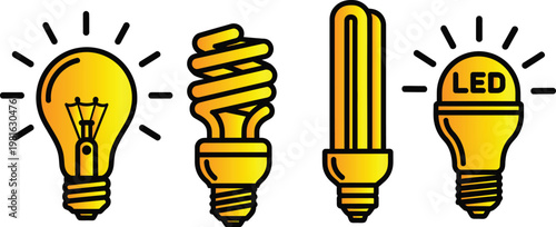 Evolution of light bulbs from incandescent to modern led technology