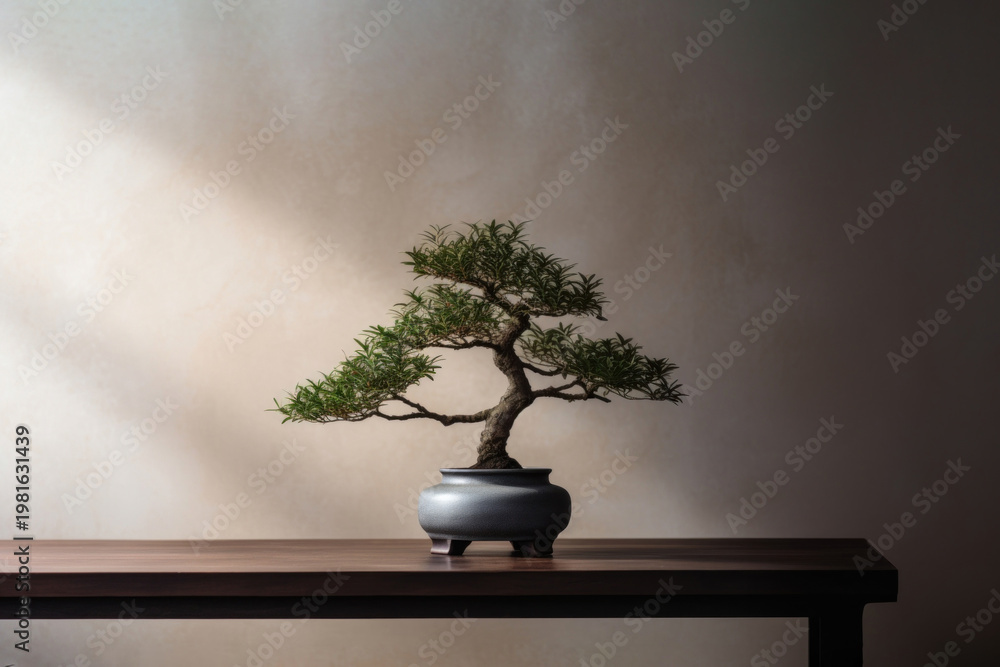 Fototapeta premium photo of a bonsai tree in the room.