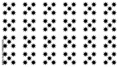 Black and white virus microbe seamless pattern. Medical abstract bacteria silhouette repeating background texture.