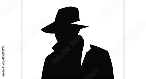 Man Wearing Hat Silhouette Against White Background