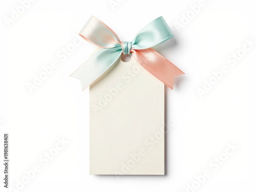 Blank gift tag with pastel ribbon bow