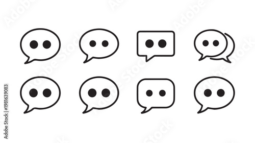 Chat bubble icons collection speech bubbles with dots communication symbols vector graphic