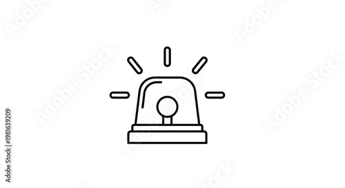 Simple emergency siren or flasher light icon in black line art represents an alert for police, fire, or medical response services.