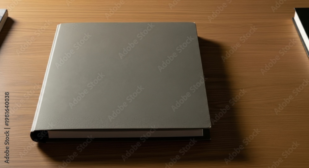 Fototapeta premium A silver laptop sits on a wooden desk indoors.