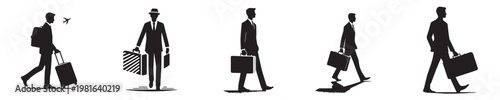 silhouette style vector of people going to work