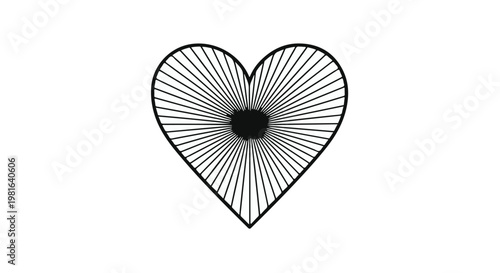 Heart silhouette formed by intricate radiating line art evokes deep emotional connection and artistic expression, suitable for modern romantic projects or contemporary design branding needs.