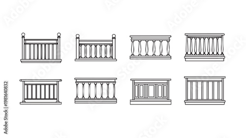 Collection of Balustrade Designs Architectural Elements Vector Set