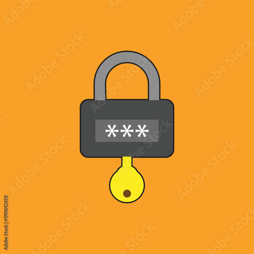Password Protected Lock Icon With Key Symbol Representing Cybersecurity, Authentication And Data Privacy