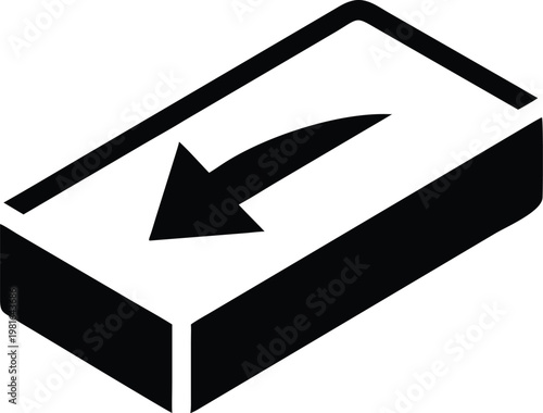 Black of rectangular box with arrow on white background symbol direction