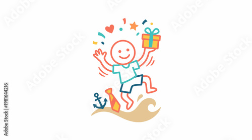 Happy Person Celebrating with a Gift