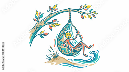 Happy Person Swinging on a Pod Swing
