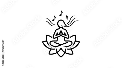 Meditating Figure with Music Notes Floating Above