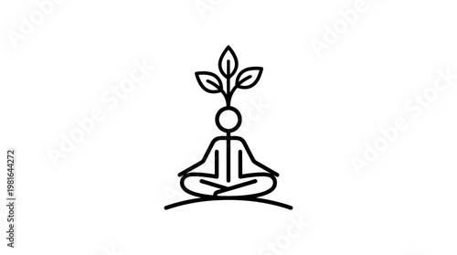 Meditating Human with Planted Growth Symbol