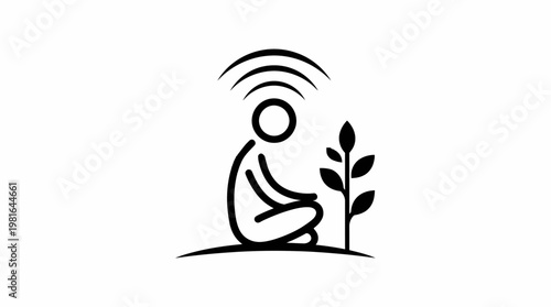 Meditative Figure with Nature Connection Symbol